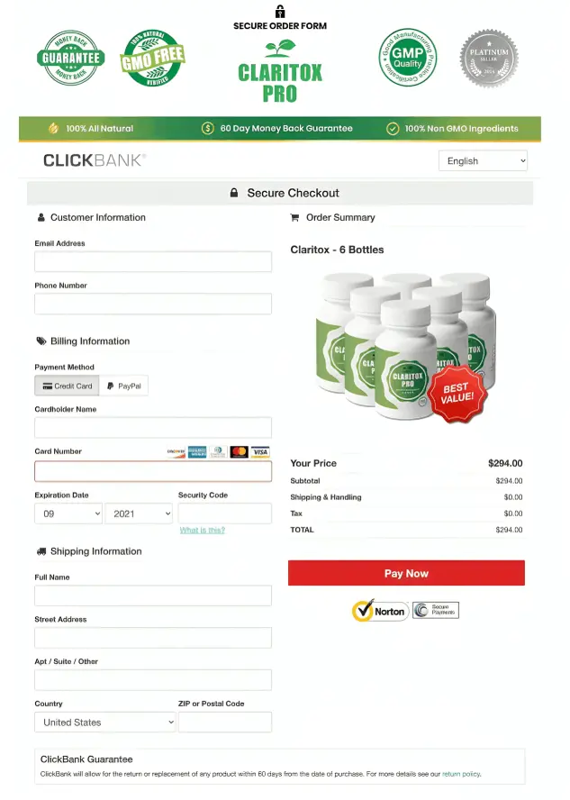 claritox pro buy page